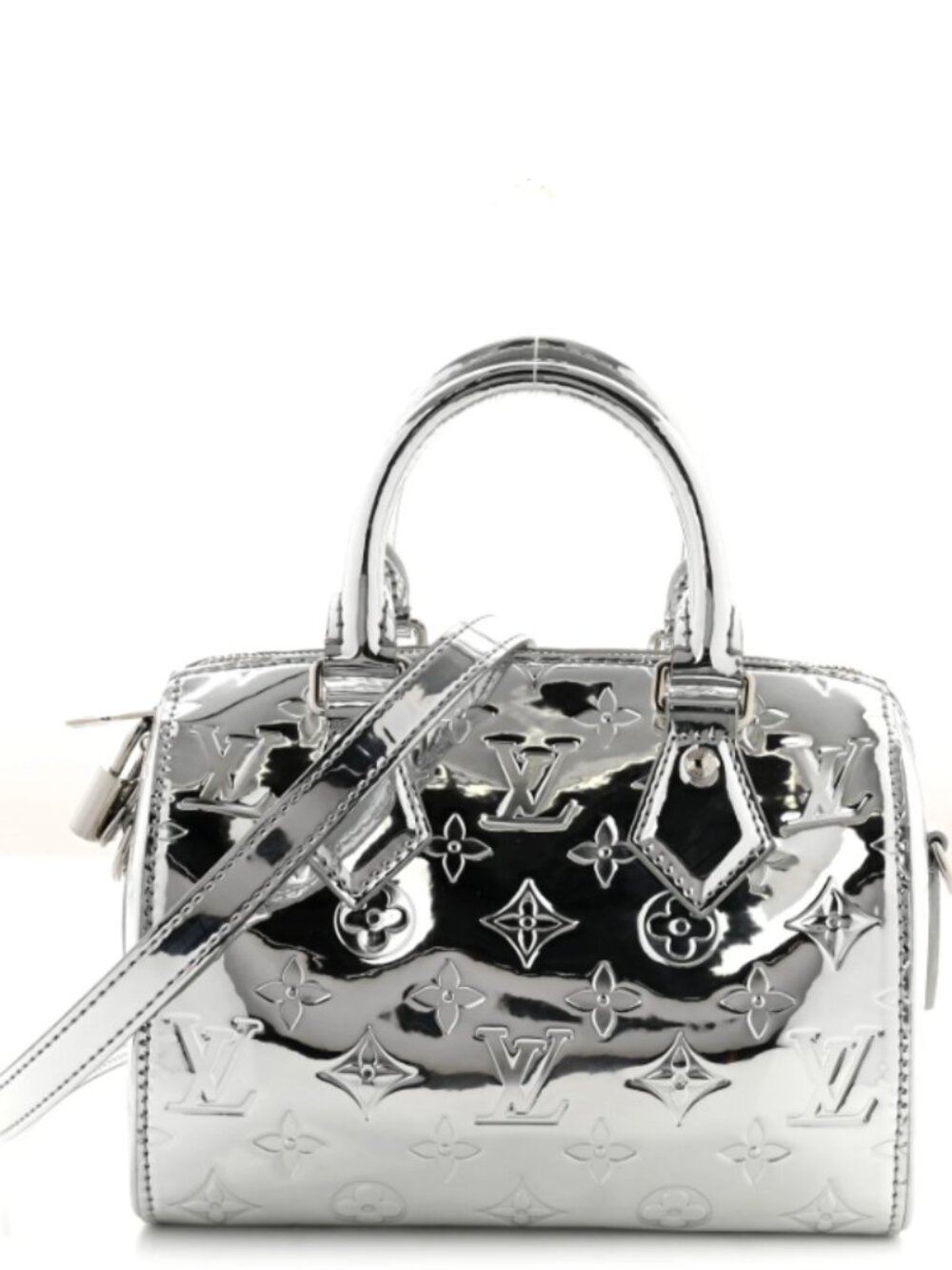 LOUIS VUITTON MONOGRAM MIROIR SPEEDY BANDOULIERE 20 SILVER PRELOVED